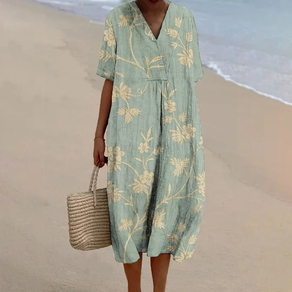 Agnes - A-line kjole med V-halsRivka | Patchwork-kjole